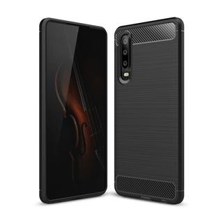 Brushed Texture Carbon Fiber Shockproof TPU Case for Huawei P30 (Black)