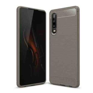 Brushed Texture Carbon Fiber Shockproof TPU Case for Huawei P30 (Grey)
