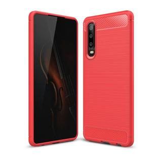 Brushed Texture Carbon Fiber Shockproof TPU Case for Huawei P30 (Red)