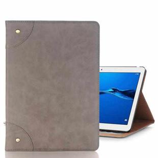 For Huawei MediaPad M3 Lite 10 Vintage Book Style Horizontal Flip Environmental PU Leather Case with Holder & Card Slots & Wallet & Photo Frame(Grey)