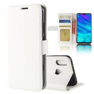 R64 Texture Single Fold Horizontal Flip Leather Case for Huawei Y7 2019 , with Holder & Wallet & Card Slots & Photo Frame (White)