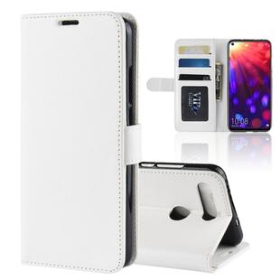R64 Texture Single Fold Horizontal Flip Leather Case for Huawei Honor View 20, with Holder & Wallet & Card Slots & Photo Frame(White)