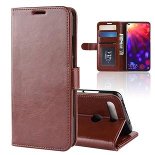 R64 Texture Single Fold Horizontal Flip Leather Case for Huawei Honor View 20, with Holder & Wallet & Card Slots & Photo Frame(Brown)