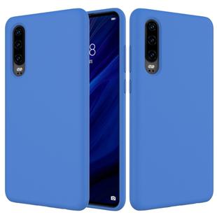 Solid Color Liquid Silicone Shockproof Full Coverage Case for Huawei P30 (Dark Blue)