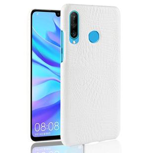 Shockproof Crocodile Texture PC + PU Case for Huawei P Smart+ (2019)(White)