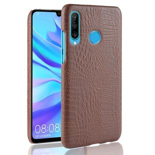 Shockproof Crocodile Texture PC + PU Case for Huawei P Smart+ (2019)(Brown)