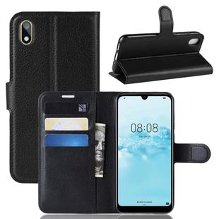 Litchi Texture Horizontal Flip Leather Case for Huawei Y5 2019, with Wallet & Holder & Card Slots (Black)