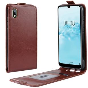R64 Texture Vertical Flip Leather Case for Huawei Y5 2019 , with Card Slots & Photo Frame (Brown)