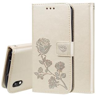 Rose Embossed Horizontal Flip PU Leather Case for Huawei Honor 8S / Y5 (2019), with Holder & Card Slots & Wallet (Gold)