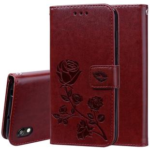 Rose Embossed Horizontal Flip PU Leather Case for Huawei Honor 8S / Y5 (2019), with Holder & Card Slots & Wallet (Brown)