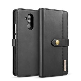 DG.MING Lambskin Detachable Horizontal Flip Magnetic Case for Huawei Mate 20 Lite / Maimang 7, with Holder & Card Slots & Wallet (Black)