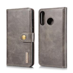 DG.MING Crazy Horse Texture Flip Detachable Magnetic Leather Case for Huawei P30 Lite, with Holder & Card Slots & Wallet (Grey)