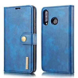 DG.MING Crazy Horse Texture Flip Detachable Magnetic Leather Case for Huawei P30 Lite, with Holder & Card Slots & Wallet (Blue)