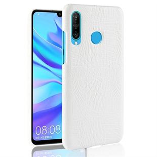 Shockproof Crocodile Texture PC + PU Protective Case for Huawei P30 Lite (White)