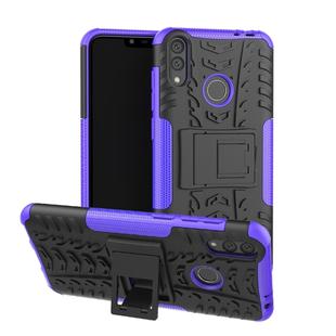 Tire Texture TPU+PC Shockproof Case for Huawei Honor Play 8C, with Holder (Purple)