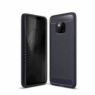 Brushed Texture Carbon Fiber Shockproof TPU Case for Huawei Mate 20 Pro (Navy Blue)