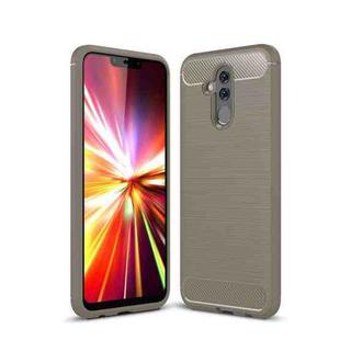 Brushed Texture Carbon Fiber Shockproof TPU Case for Huawei Mate 20 Lite (Grey)