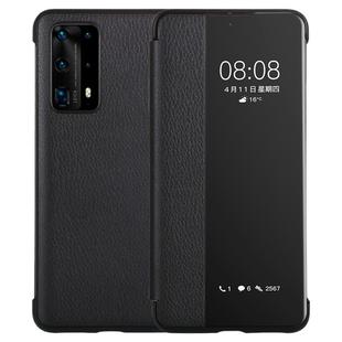 For Huawei P40 Pro PU Leather Horizontal Flip Case, with Caller ID Display & Sleep / Wake-up Function(Black)