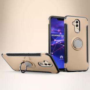 Magnetic 360 Degree Rotation Ring Holder Armor Protective Case for Huawei Mate 20 Lite (Gold)