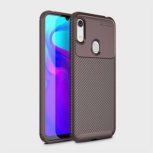 Carbon Fiber Texture Shockproof TPU Case for Huawei Honor 8A (Brown)