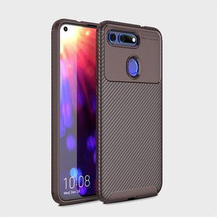 Carbon Fiber Texture Shockproof TPU Case for Huawei Honor V20 (Brown)