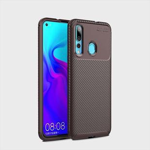 Carbon Fiber Texture Shockproof TPU Case for Huawei Nova 4 (Brown)