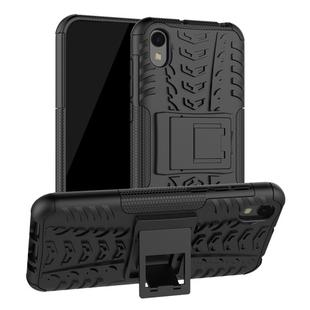 Shockproof  PC + TPU Tire Pattern Case for Huawei Honor 8s, with Holder (Black)