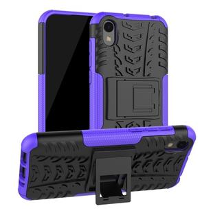 Shockproof  PC + TPU Tire Pattern Case for Huawei Honor 8s, with Holder (Purple)