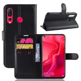 Litchi Texture Horizontal Flip Leather Case for Huawei Nova 4, with Card Slots & Holder & Wallet (Black)