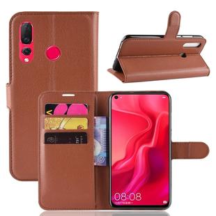 Litchi Texture Horizontal Flip Leather Case for Huawei Nova 4, with Card Slots & Holder & Wallet (Brown)