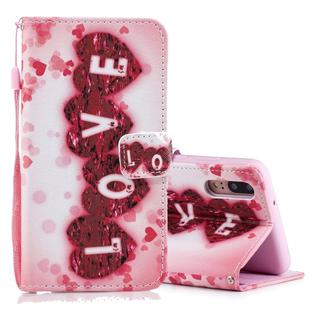 Love Pattern Horizontal Flip Leather Case for Huawei P20, with Holder & Card Slots & Wallet