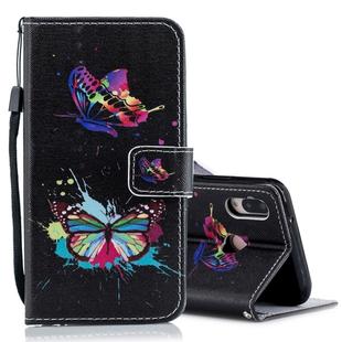 Colored Butterfly Pattern Horizontal Flip Leather Case for Huawei P20 Lite, with Holder & Card Slots & Wallet