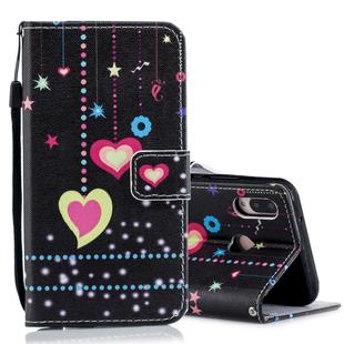 Colored Heart Pattern Horizontal Flip Leather Case for Huawei P20 Lite, with Holder & Card Slots & Wallet