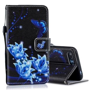 Blue Folwer Pattern Horizontal Flip Leather Case for Huawei Honor 10, with Holder & Card Slots & Wallet