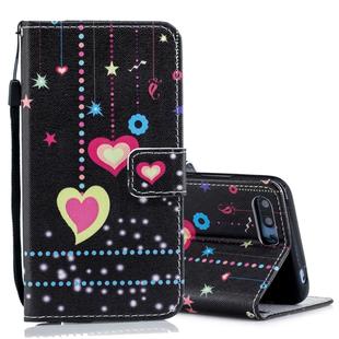 Colored Heart Pattern Horizontal Flip Leather Case for Huawei Honor 10, with Holder & Card Slots & Wallet