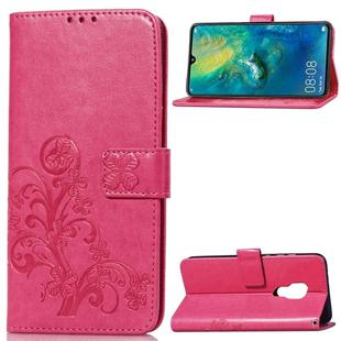 Lucky Clover Pressed Flowers Pattern Leather Case for Huawei Mate 20, with Holder & Card Slots & Wallet & Hand Strap (Magenta)