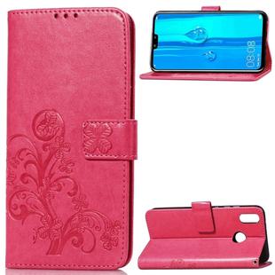 Lucky Clover Pressed Flowers Pattern Leather Case for Huawei Y9 (2019) / Enjoy 9 Plus, with Holder & Card Slots & Wallet & Hand Strap (Magenta)