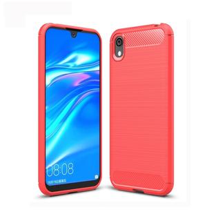 Brushed Texture Carbon Fiber TPU Case for Huawei Honor 8S (Red)