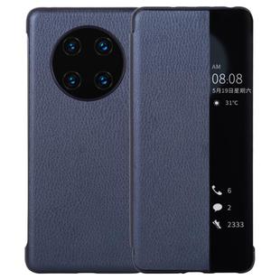 For Huawei Mate 40 PU Leather Horizontal Flip Case, with Caller ID Display & Sleep / Wake-up Function(Blue)