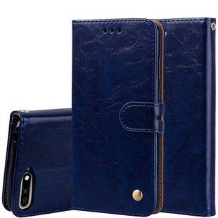 Business Style Oil Wax Texture Horizontal Flip Leather Case for Huawei Y6 (2018), with Holder & Card Slots & Wallet (Blue)