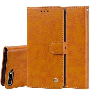 Business Style Oil Wax Texture Horizontal Flip Leather Case for Huawei Y6 (2018), with Holder & Card Slots & Wallet (Brown)