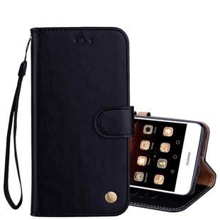 For Huawei  Y5 (2017) / Y6 (2017) Business Style Oil Wax Texture Horizontal Flip Leather Case with Holder & Card Slots & Hand Strap(Black)