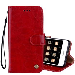 For Huawei  Y5 (2017) / Y6 (2017) Business Style Oil Wax Texture Horizontal Flip Leather Case with Holder & Card Slots & Hand Strap(Red)