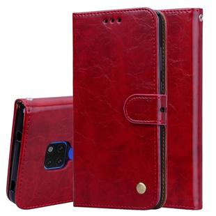 Business Style Oil Wax Texture Horizontal Flip Leather Case for Huawei Mate 20, with Holder & Card Slots & Wallet (Red)