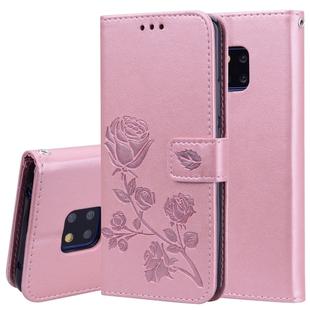 Rose Embossed Horizontal Flip PU Leather Case for Huawei Mate 20 Pro, with Holder & Card Slots & Wallet (Rose Gold)