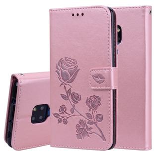 Rose Embossed Horizontal Flip PU Leather Case for Huawei Mate 20, with Holder & Card Slots & Wallet (Rose Gold)