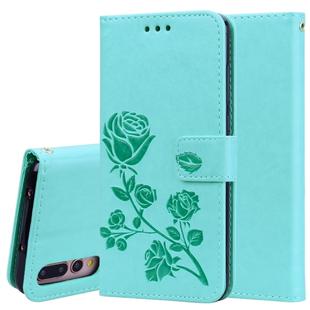 Rose Embossed Horizontal Flip PU Leather Case for Huawei P20 Pro, with Holder & Card Slots & Wallet (Green)