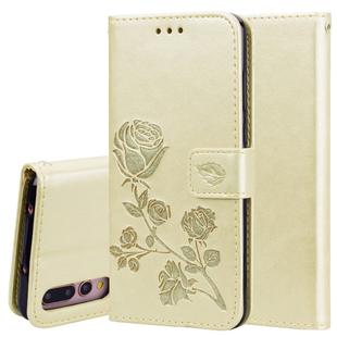 Rose Embossed Horizontal Flip PU Leather Case for Huawei P20 Pro, with Holder & Card Slots & Wallet (Gold)