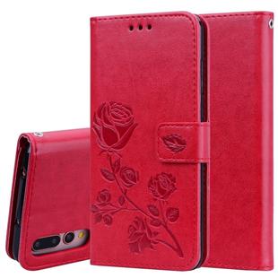 Rose Embossed Horizontal Flip PU Leather Case for Huawei P20 Pro, with Holder & Card Slots & Wallet (Red)