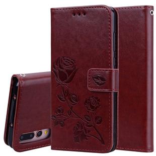 Rose Embossed Horizontal Flip PU Leather Case for Huawei P20 Pro, with Holder & Card Slots & Wallet (Brown)